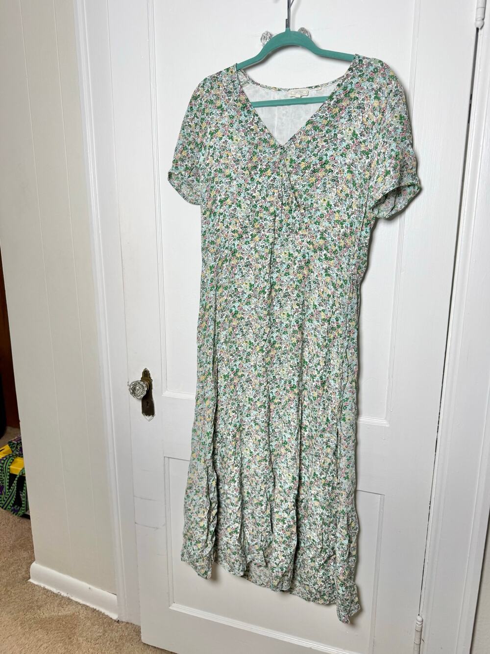 Fat Face Floral Maxi Dress US 8 UK 12 Green Cottagecore Prairie Garden Boho